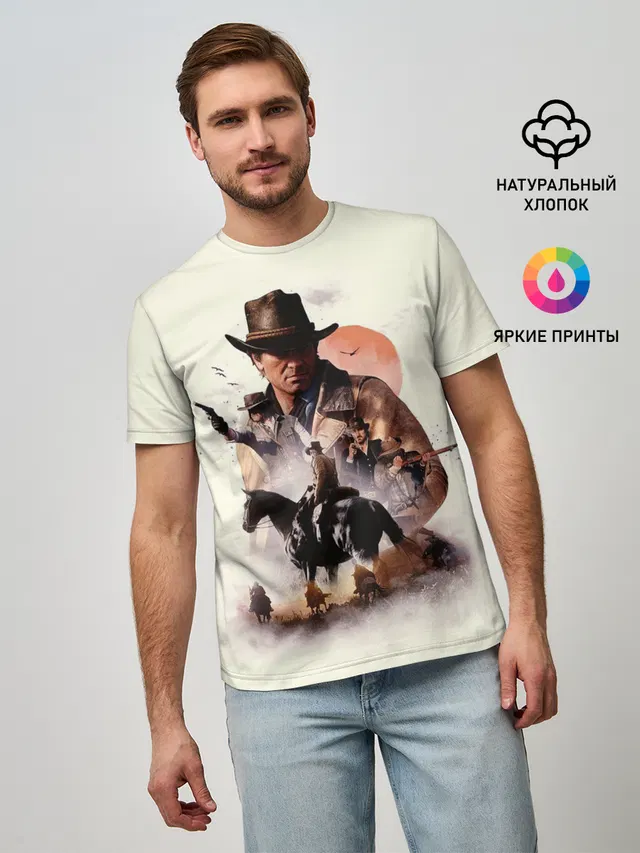 Мужская базовая футболка с принтом «Arthur Morgan — red dead redemption 2 Art»