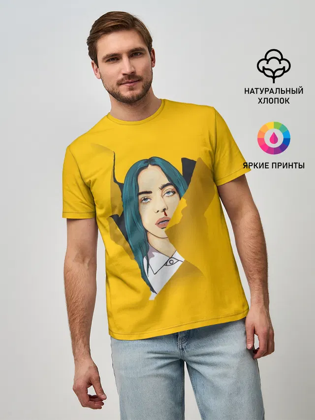 Мужская базовая футболка с принтом «Billie Eilish»