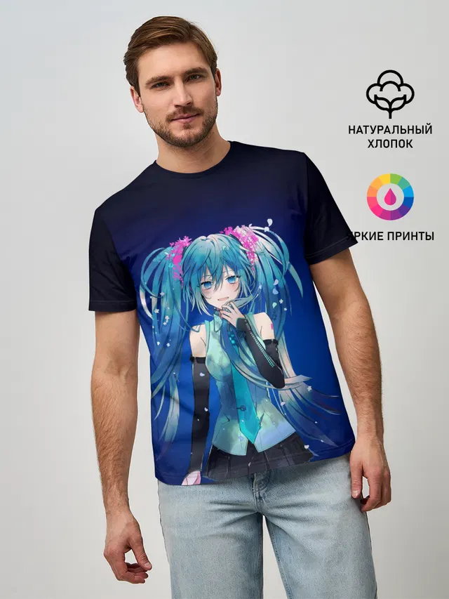Hatsune Miku на черном фоне
