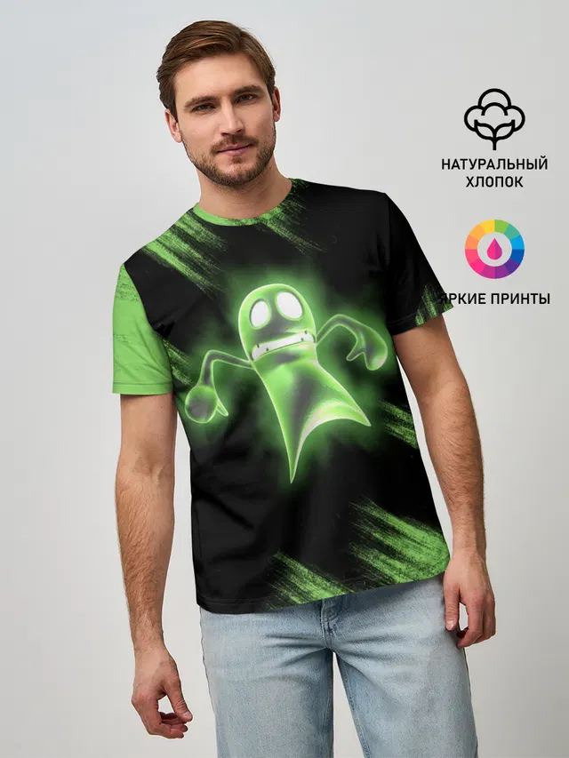 Мужская базовая футболка с принтом «Ghost — Luigis Mansion»