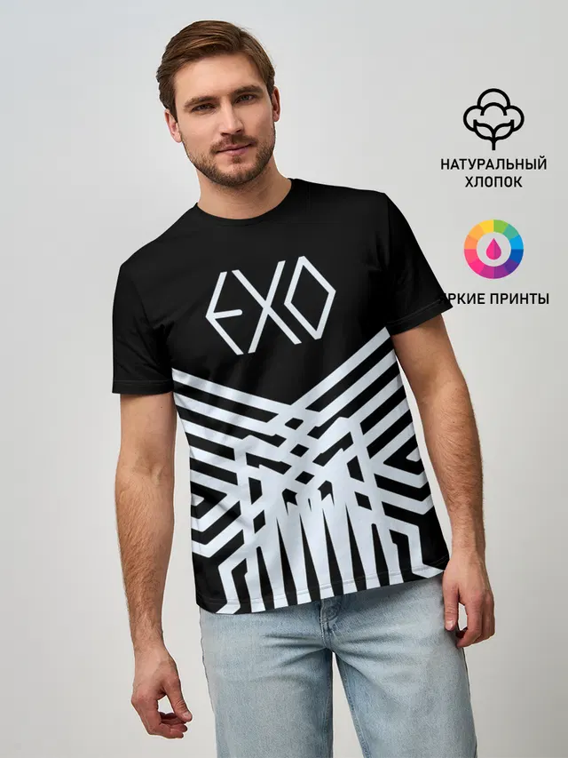 Мужская базовая футболка с принтом «Exo»