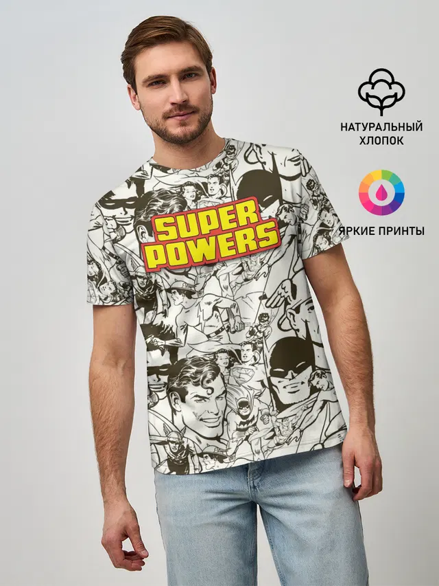 Мужская базовая футболка с принтом «Флэш — Super Powers»