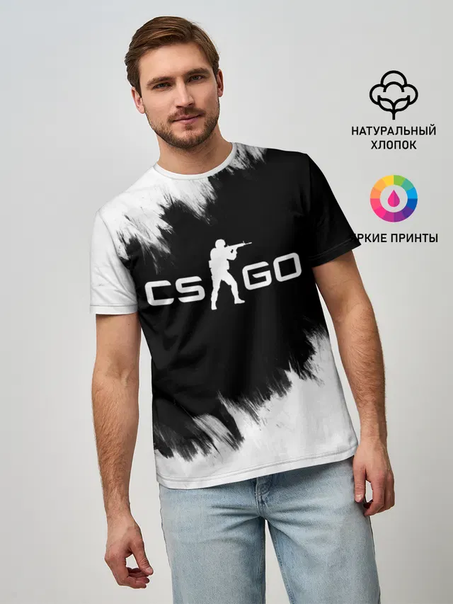 Мужская базовая футболка с принтом «Counter-Strike — CS:GO BW»