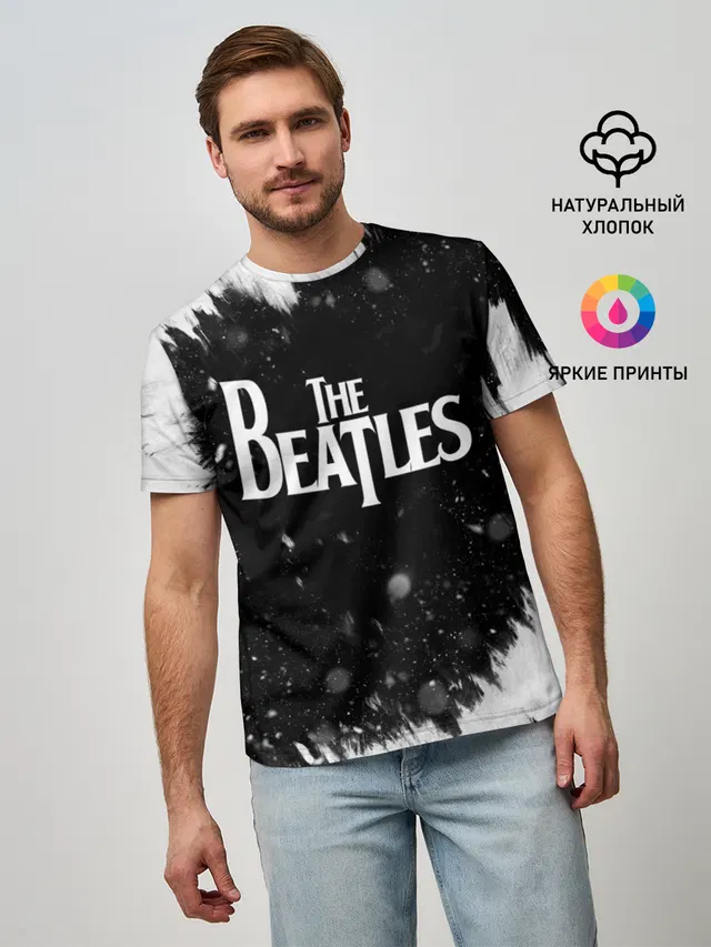 Мужская базовая футболка с принтом «The Beatles BW»