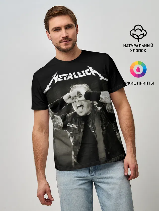 Мужская базовая футболка с принтом «Metallica»