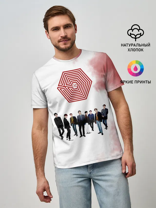 Мужская базовая футболка с принтом «Exo»