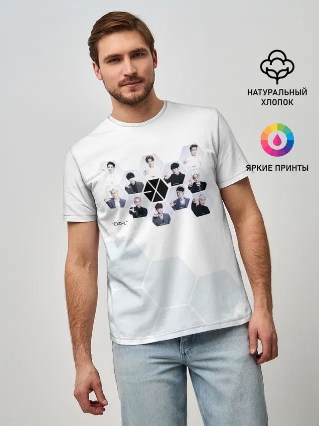 Мужская базовая футболка с принтом «Exo»