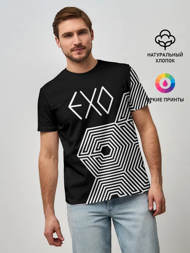 Мужская базовая футболка с принтом «Exo»