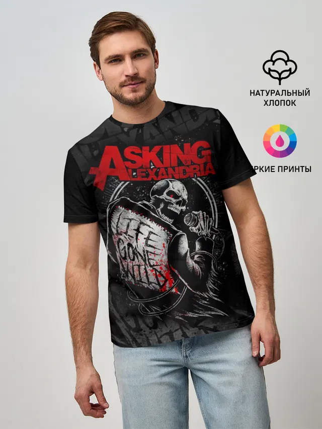Мужская базовая футболка с принтом «Asking Alexandria»