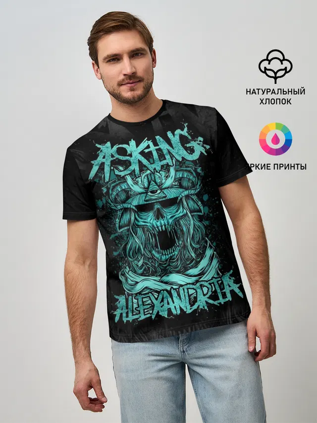 Мужская базовая футболка с принтом «Asking Alexandria»