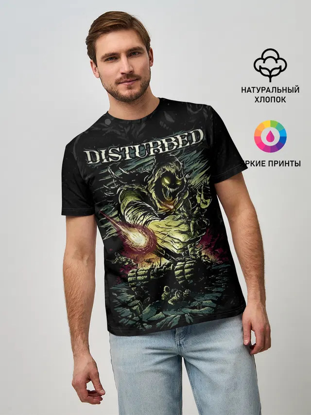 Мужская базовая футболка с принтом «Disturbed»