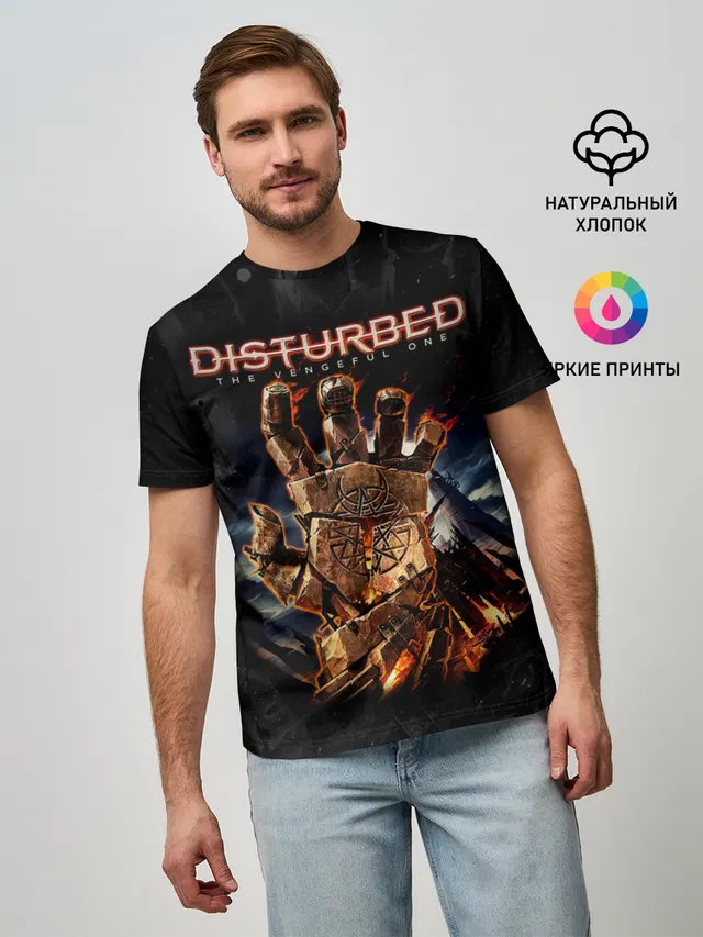 Мужская базовая футболка с принтом «Disturbed»
