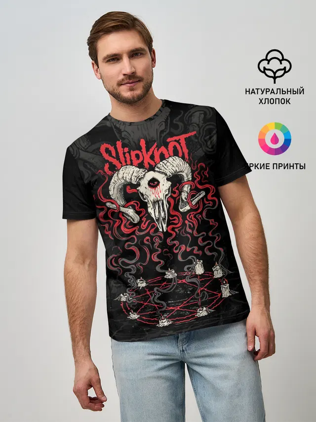 Мужская базовая футболка с принтом «Ram skull»