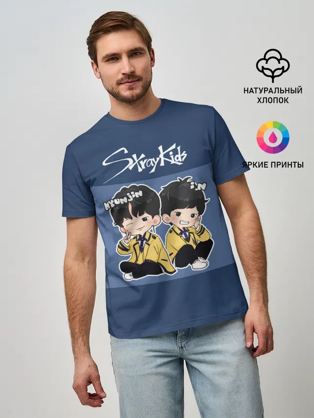 Мужская базовая футболка с принтом «Stray Kids»