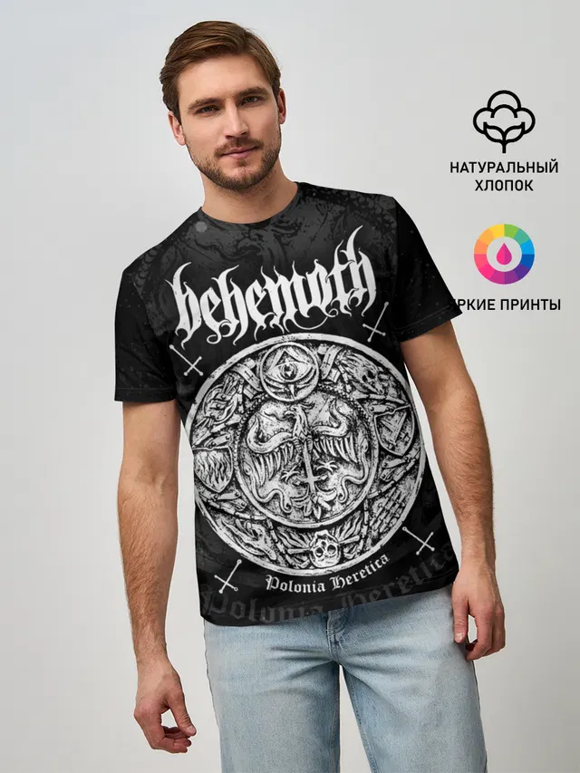 Мужская базовая футболка с принтом «Разный рок — Behemoth»