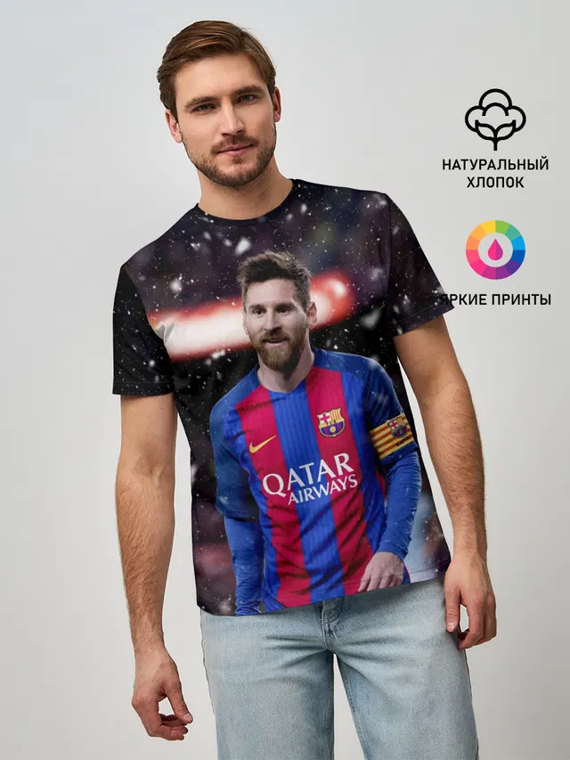 Мужская базовая футболка с принтом «Барселона — Leo Messi»