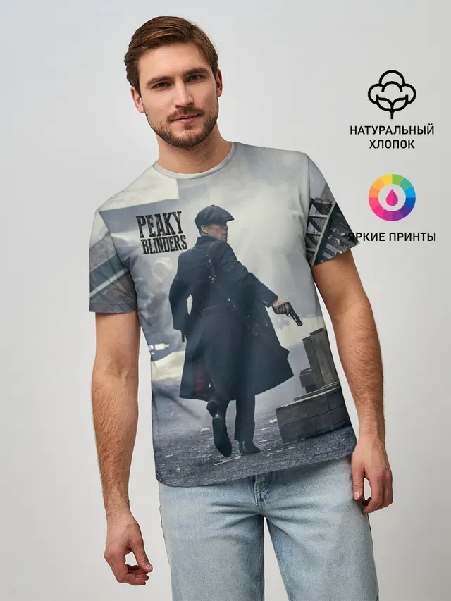 Мужская базовая футболка с принтом «Thomas Shelby»