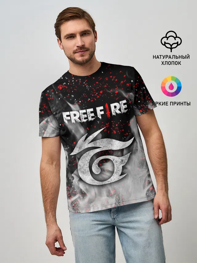 Мужская базовая футболка с принтом «Garena Free Fire»