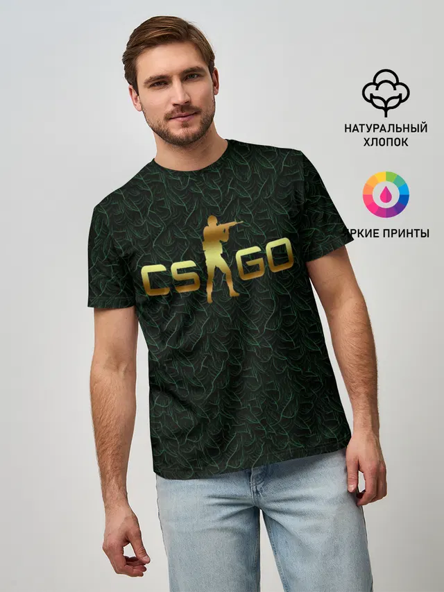 Мужская базовая футболка с принтом «Counter-Strike — cs go gold»