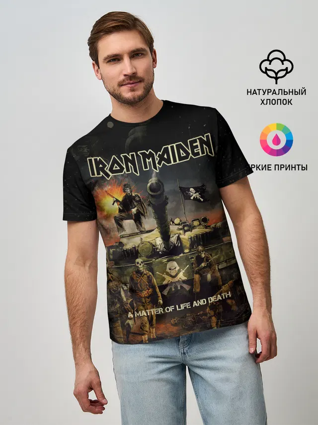 Мужская базовая футболка с принтом «Iron Maiden»