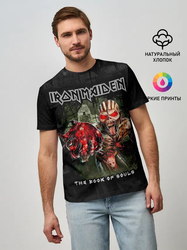 Мужская базовая футболка с принтом «Iron Maiden»