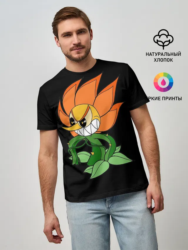 Мужская базовая футболка с принтом «Cuphead - Кэгни Гвоздика»