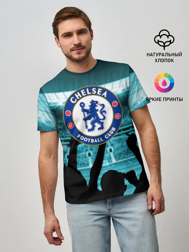 Мужская базовая футболка с принтом «Челси — Chelsea Челси»
