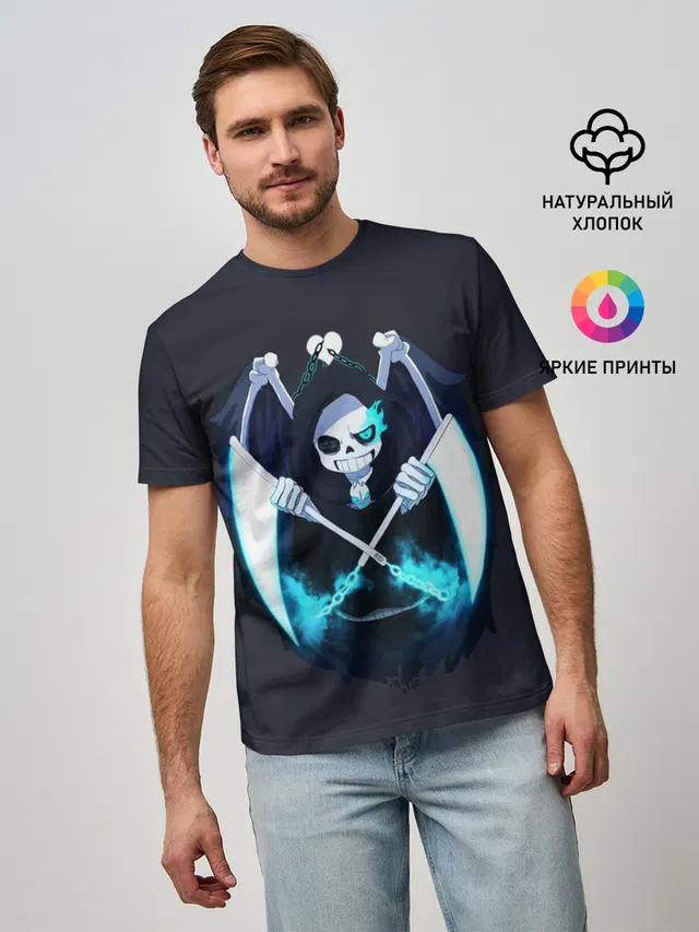 Мужская базовая футболка с принтом «Reaper Sans»