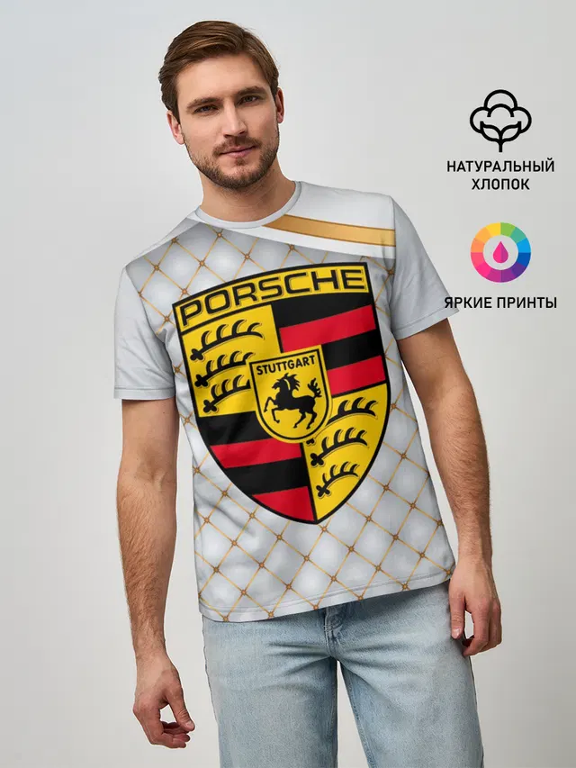 Мужская базовая футболка с принтом «Porsche»