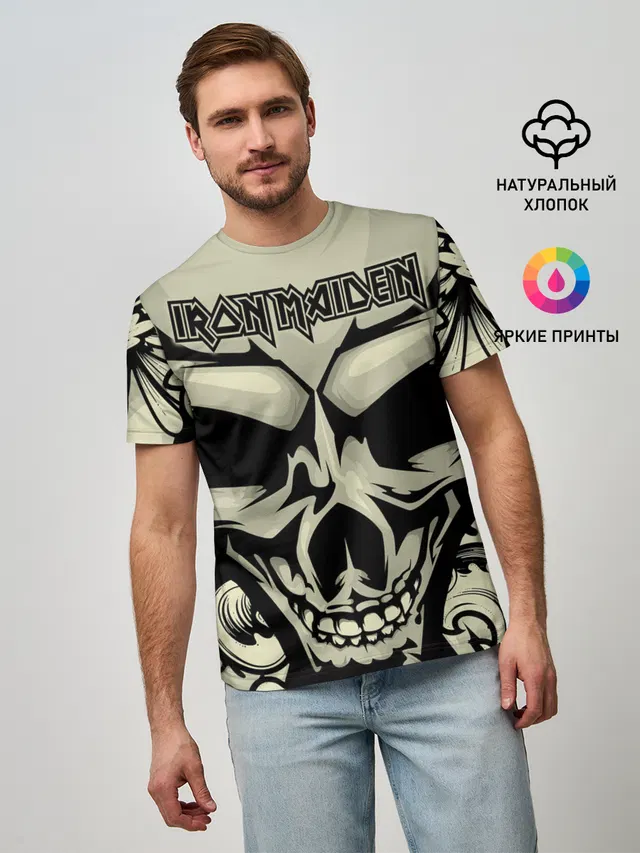 Мужская базовая футболка с принтом «Skull»