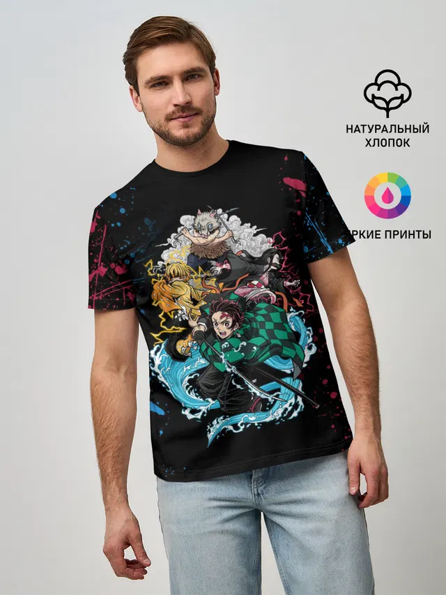 Kimetsu no yaiba красносиние брызги