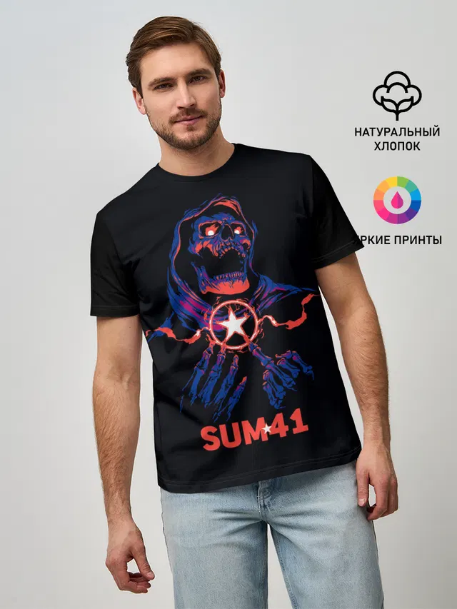 Мужская базовая футболка с принтом «Sum41»