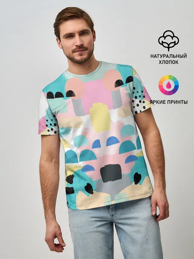 Мужская базовая футболка с принтом «Абстракция — Surtex»