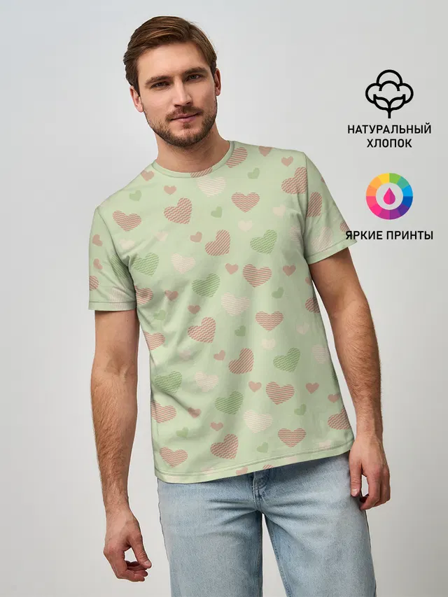 Сердечки на светло зеленом фоне