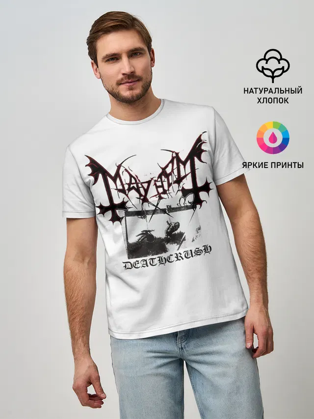 Мужская базовая футболка с принтом «Mayhem»