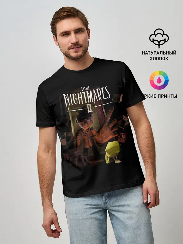 Мужская базовая футболка с принтом «Little Nightmares 2 сторож»