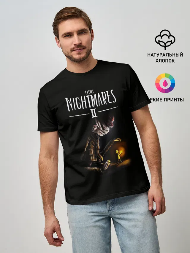 Мужская базовая футболка с принтом «Six — Little Nightmares 2 СТОРОЖ»