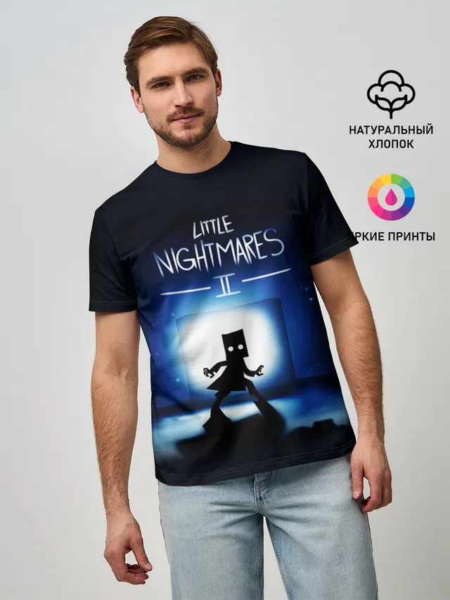Мужская базовая футболка с принтом «Little Nightmares 2 МОНО»