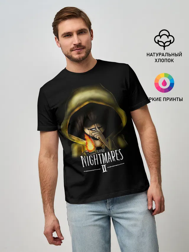 Мужская базовая футболка с принтом «Little Nightmares 2 Тссс»