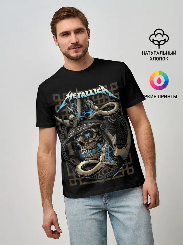 Мужская базовая футболка с принтом «Metallica»