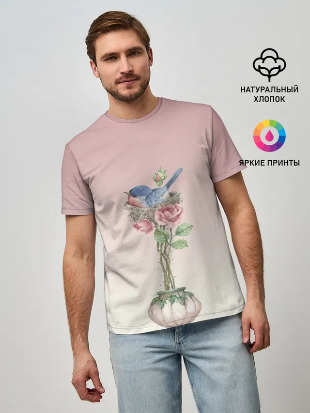 Птичка в гнезде роза