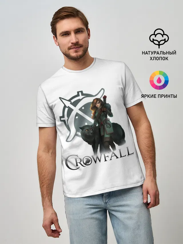 Мужская базовая футболка с принтом «Crowfall Ranger»
