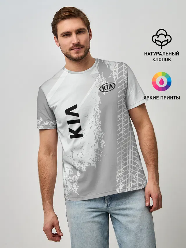 Мужская базовая футболка с принтом «KIA»