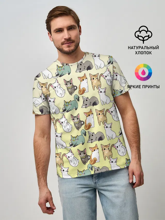 мультяшные котики на желтом мя