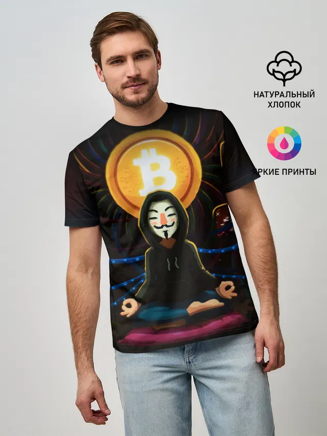 Мужская базовая футболка с принтом «Другие — БИТКОИН — BITCOIN»