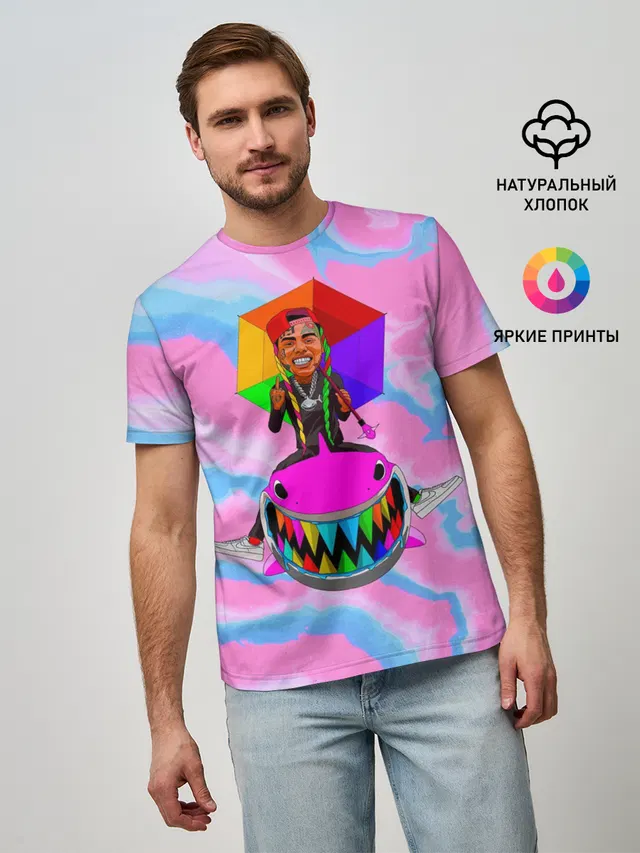 Мужская базовая футболка с принтом «6IX9INE — Tekasi69»
