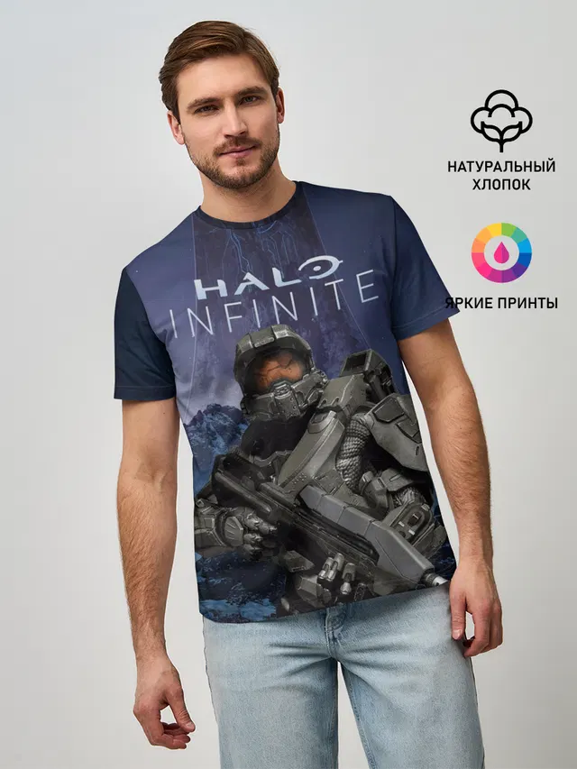 Мужская базовая футболка с принтом «Halo Infinite»
