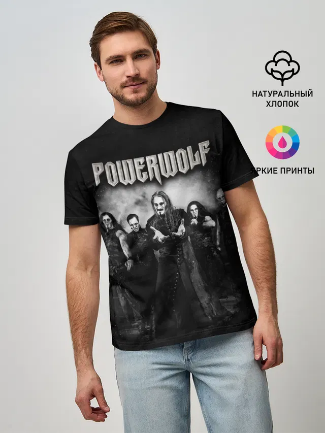 Мужская базовая футболка с принтом «Разный рок — Powerwolf»