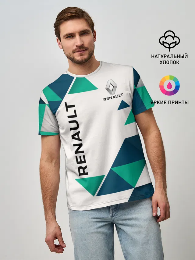 Мужская базовая футболка с принтом «Renault»