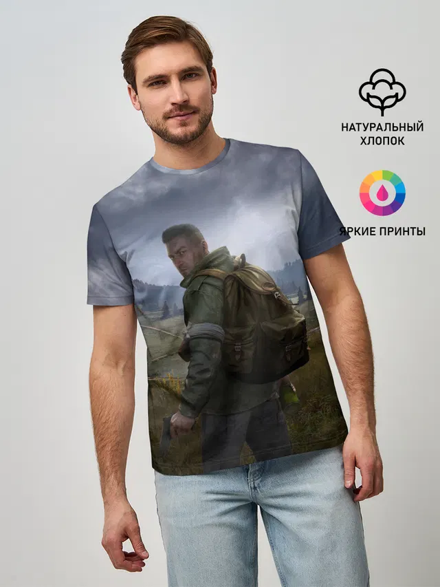 Мужская базовая футболка с принтом «Dayz Poster Дейзи Постер»